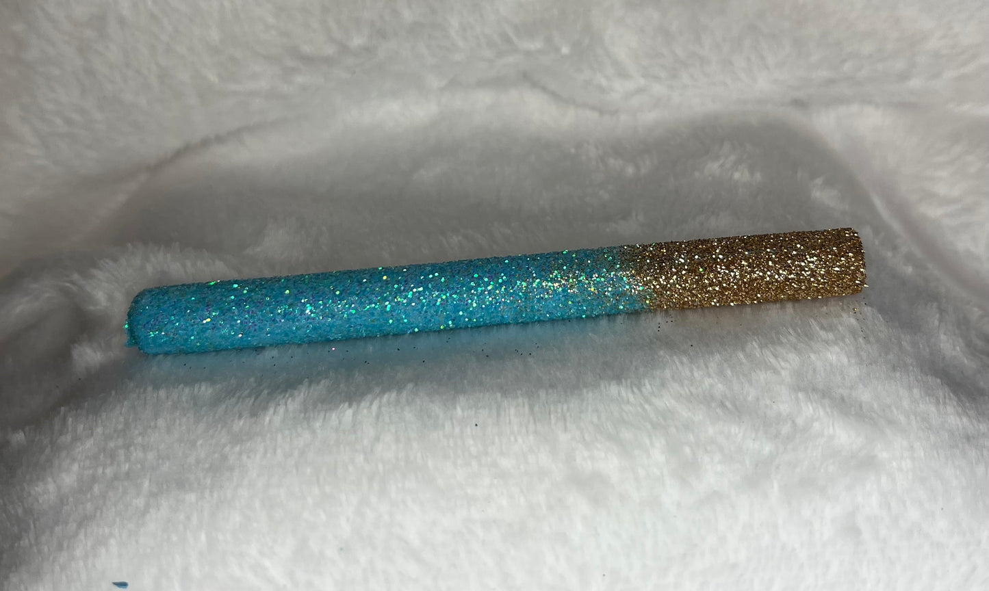 Aqua/Sand Glittered Ink Pen