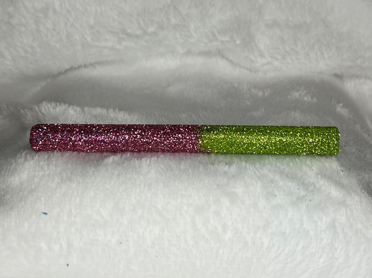Dark Pink/Lime Green Glittered Ink Pen