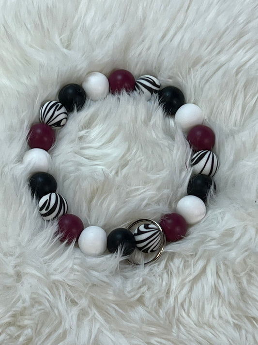 Plum/Zebra/Black/White Keychain Wristlet